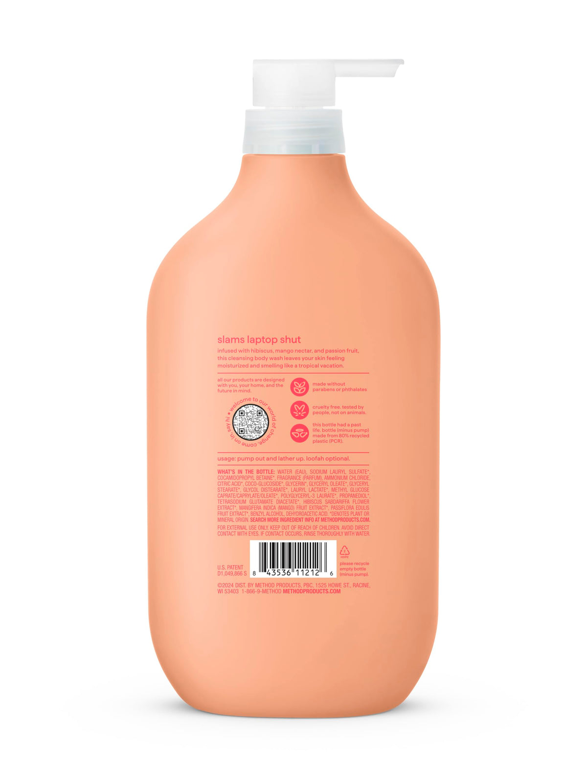 Method Body Wash, Island Mist-Leaves Skin Feeling Soft & Moisturized, Made Without Parabens, Notes of Hibiscus, Mango Nectar & Passion Fruit, 28 fl oz Method