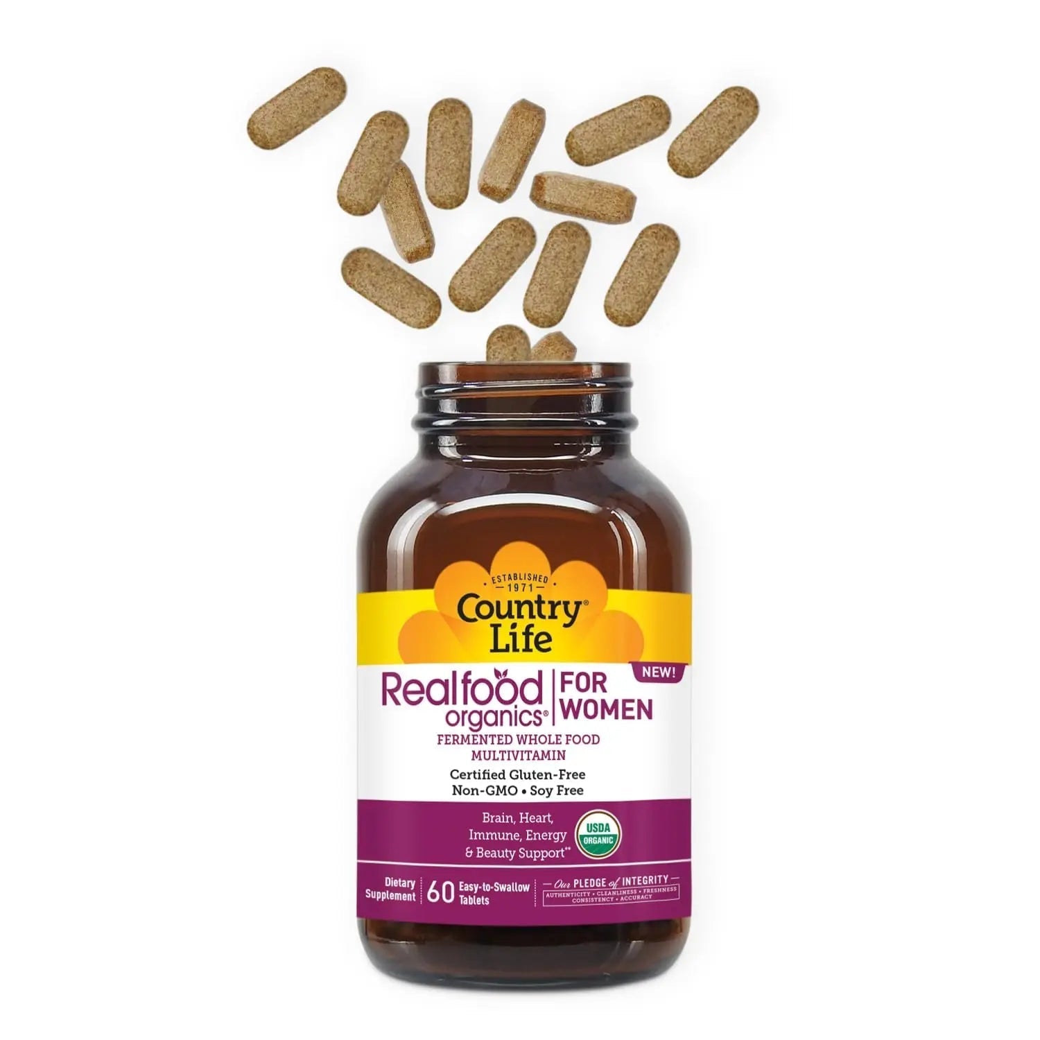 Country Life Realfood Organics Women’s Multivitamin – USDA Organic, Vegan, Gluten-Free – 1,300mg Fermented Whole Foods, Vitamins D, E, B, Folate & Biotin Country Life buy australia supplements