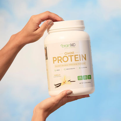 BRAINMD Dr Amen OMNI Protein Vanilla - 2.38 lbs - Plant-Based Protein Powder - Promotes Energy & Exercise Recovery - Vegan, Vegetarian, Sugar Free, Gluten Free - 30 Servings