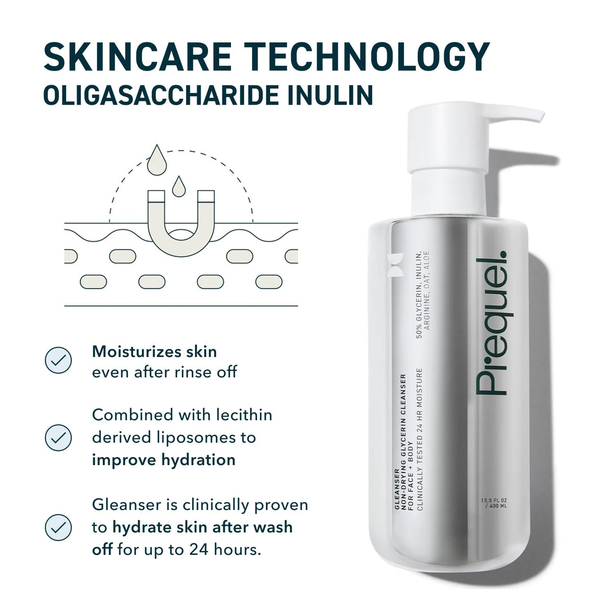 Prequel Skin Gleanser Face Wash, Moisturizing Glycerin Cleanser, Dry Skin Prequel