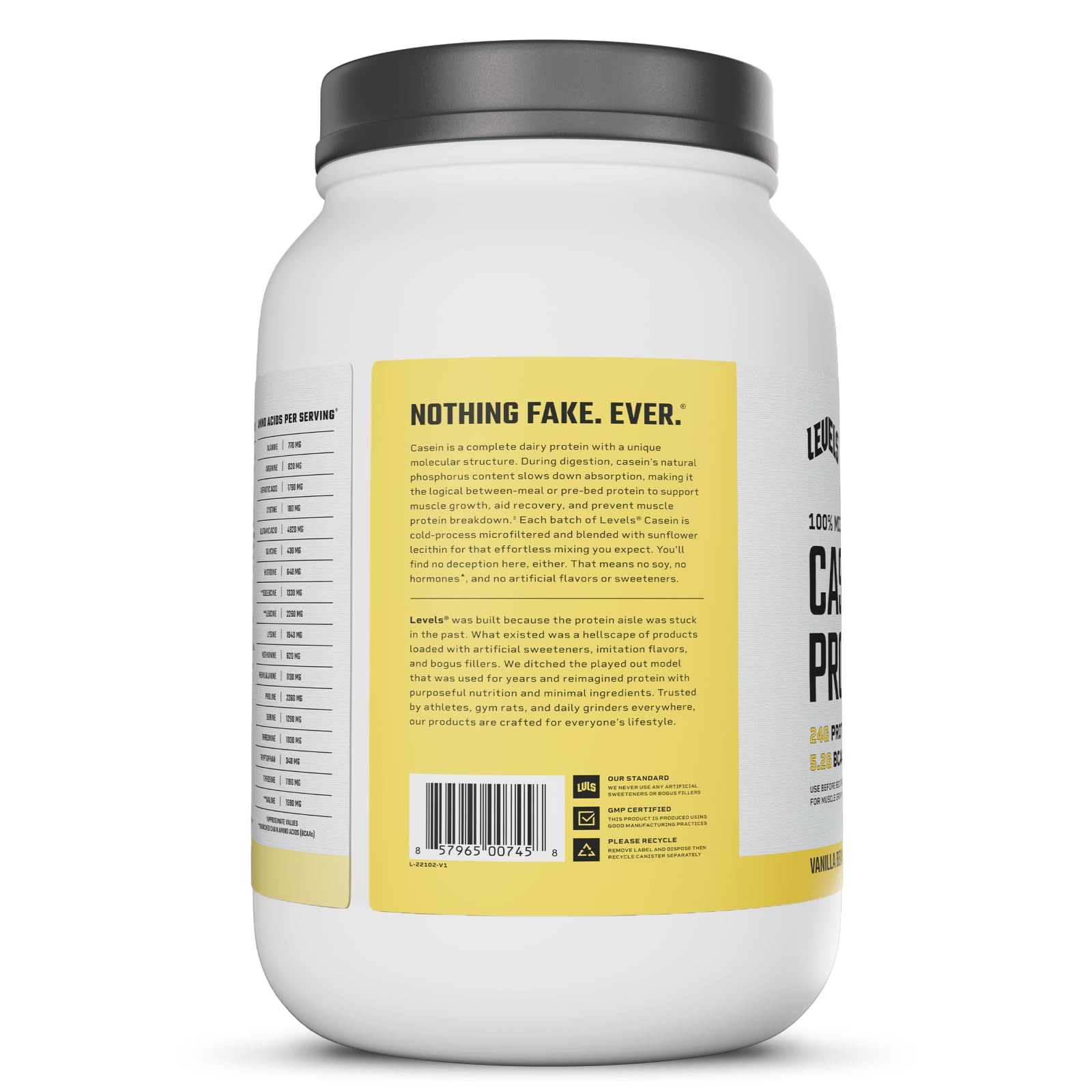 Levels 100% Micellar Casein Protein, Hormone Free, Vanilla Bean, 2LB Levels Nutrition buy australia supplements