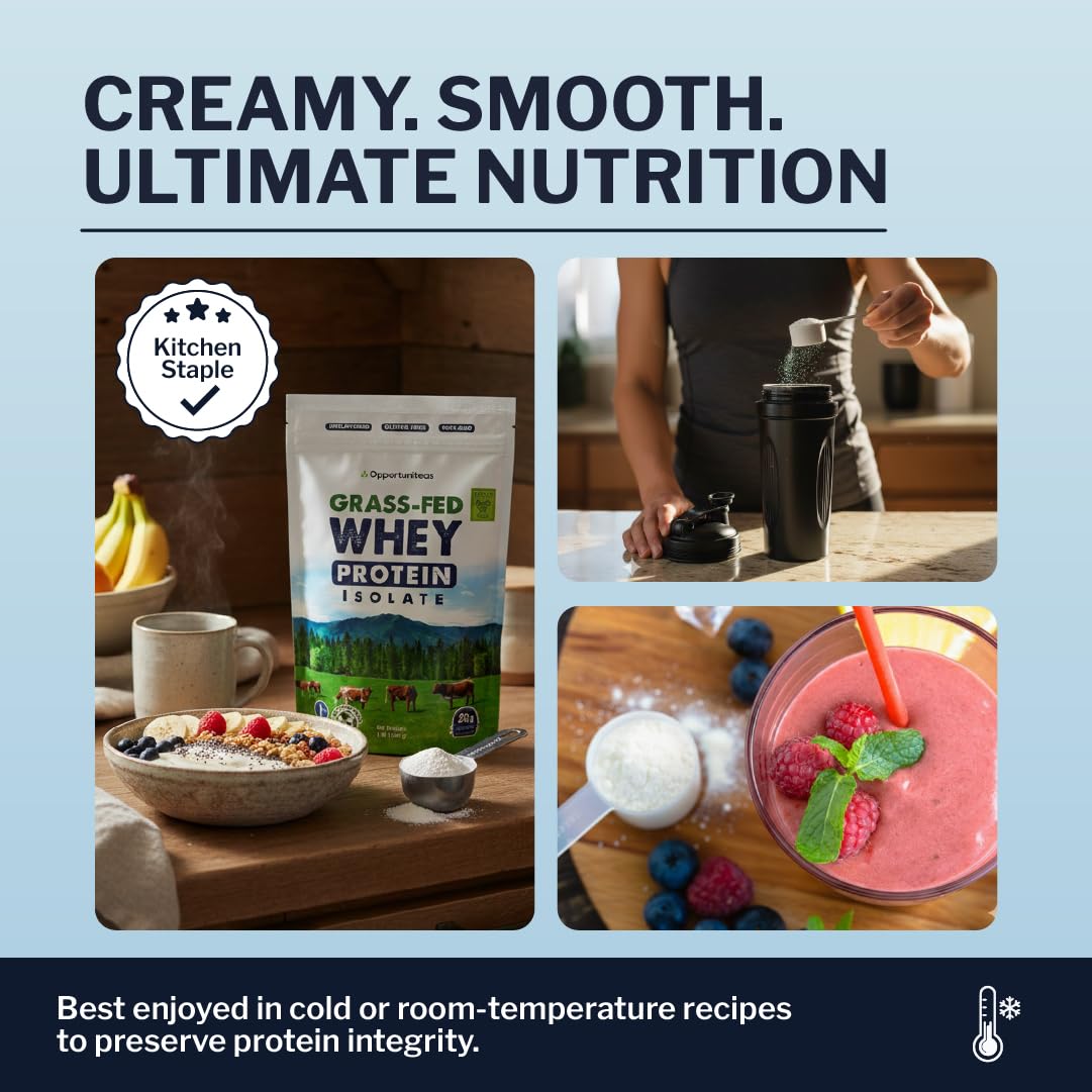 Opportuniteas Grass Fed Whey Isolate Protein Powder – Unflavored, Heavy-Metal Tested, 28g Protein, Sourced from Ireland, Hormone-Free, Non-GMO, Packaged in USA – 1lb Opportuniteas buy australia supplements