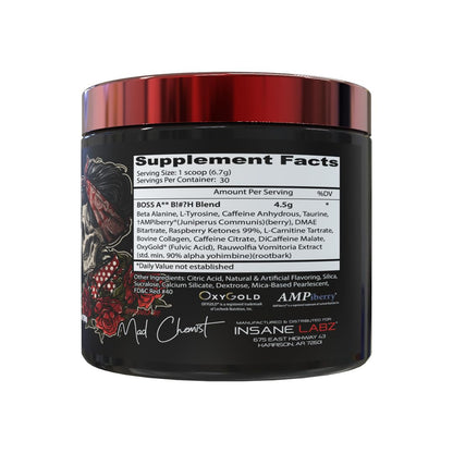 Insane Labz Boss A** B!#?h Preworkout Made by Women for Women with Collagen, Raspberry Ketones, Beta-Alanine, Caffeine for Insane Energy and Maximum Performance (30 Servings, Pink Lemonade)