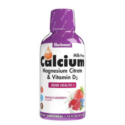 Bluebonnet Nutrition Liquid Calcium Citrate, Magnesium, Vitamin D3, Bone Health, Gluten Free, Soy Free, Milk Free, Kosher, 16 fl oz BlueBonnet