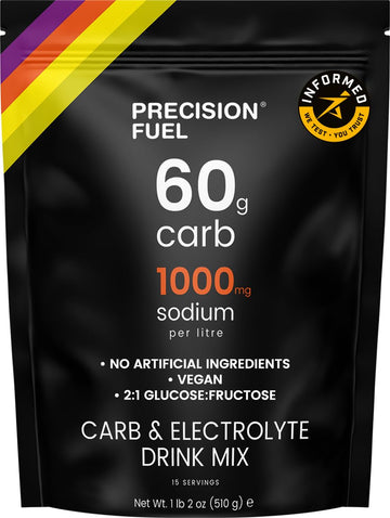 Precision Fuel PF60 Carb & Electrolyte Drink Mix Powder for Hydration & Energy - Endurance Sports Nutrition, Vegan, Hypotonic - 60g Carb, 1000mg Sodium per Litre - Mild Citrus Flavor, 1-Pack Precision Hydration buy australia supplements