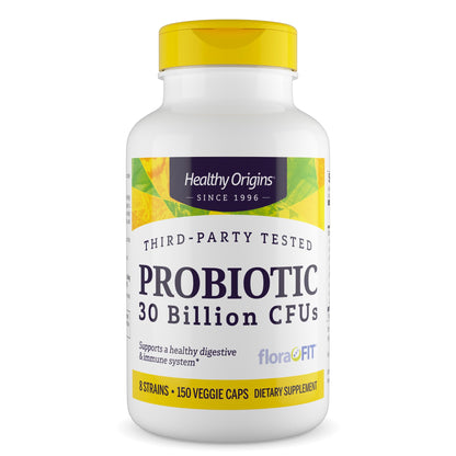 Healthy Origins Probiotic 30 Billion CFU's (Shelf Stable, Non-GMO, Gluten Free, Digestive Health, Gut Health, Immune Support), 150 Veggie Caps Healthy Origins