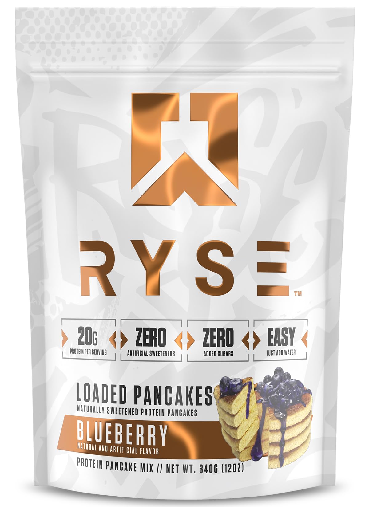 RYSE Loaded Protein Pancake & Waffle Mix - Buttermilk - Naturally Sweetened Breakfast with 21g Protein, 3g MCTs and 2g Fiber - No Added Sugar - High Protein Snack for Clean Energy - 6 Servings