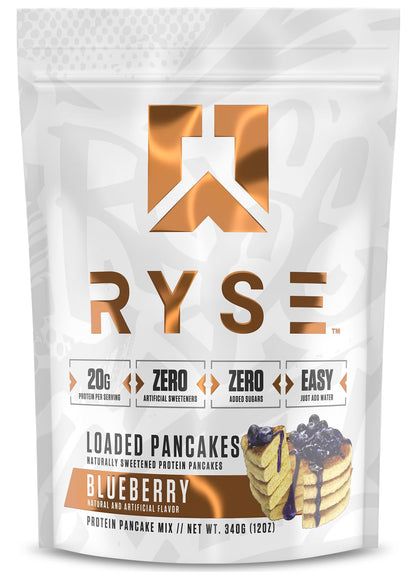 RYSE Loaded Protein Pancake & Waffle Mix - Buttermilk - Naturally Sweetened Breakfast with 21g Protein, 3g MCTs and 2g Fiber - No Added Sugar - High Protein Snack for Clean Energy - 6 Servings