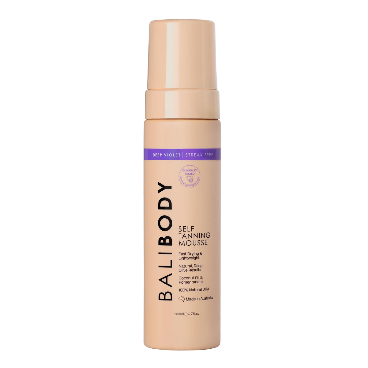 Bali Body Deep Violet Self Tanning Mousse – Self Tanner Mousse Violet-Based Formula for Dark, Fake Tan with Olive Undertones – Hydrating, Sunless Tanner for Sensitive Skin – 200ml / 6.7fl oz BALI BODY