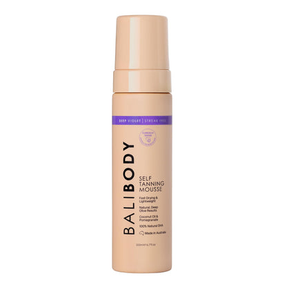 Bali Body Deep Violet Self Tanning Mousse – Self Tanner Mousse Violet-Based Formula for Dark, Fake Tan with Olive Undertones – Hydrating, Sunless Tanner for Sensitive Skin – 200ml / 6.7fl oz BALI BODY