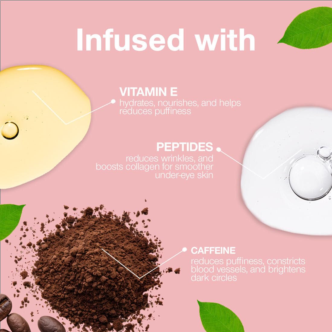 Palladio Under Eye Brightener, Conceal, Brightens, Reduces Appearance of Dark Circles, With Caffeine Peptides & Vitamin E, Tired Skin Color Correcting Brightener & Primer, Light to Medium (Soft Pink) Palladio