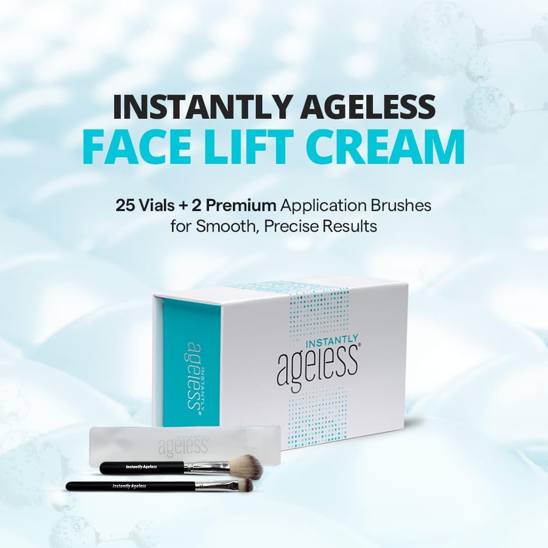 Instantly Ageless Facelift in a Box 25 Vials Eye Bag Remover + Makeup Brush Instantly Ageless