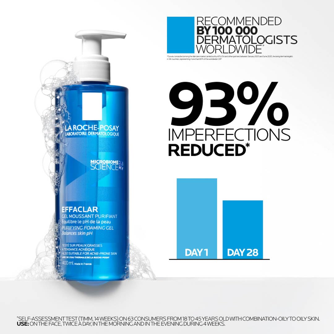 La Roche-Posay Effaclar Purifying Foaming Gel Cleanser for Oily Skin, With Zinc Pidolate To Remove Excess Oil & Shine La Roche-Posay