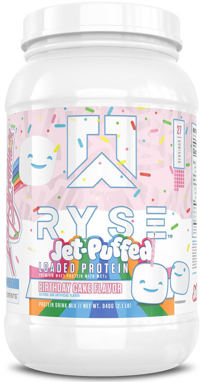 RYSE Loaded Protein Powder - Jet-Puffed Marshmallow - 25g Whey Protein Isolate & Concentrate with Prebiotic Fiber & MCTs - Low Carb, Low Sugar, Digestive-Friendly - 27 Servings / 2 lb Tub