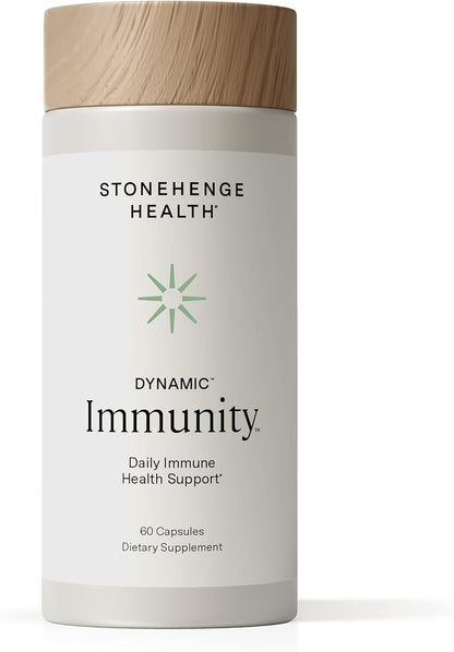 Stonehenge Health Dynamic Immunity Daily Supplement 10-in-1 Immune Boosters Zinc, Elderberry, Echinacea, Vitamin C & Probiotic L. Acidophilus – Supports Immune System & Respiratory Health, 60 Capsules
