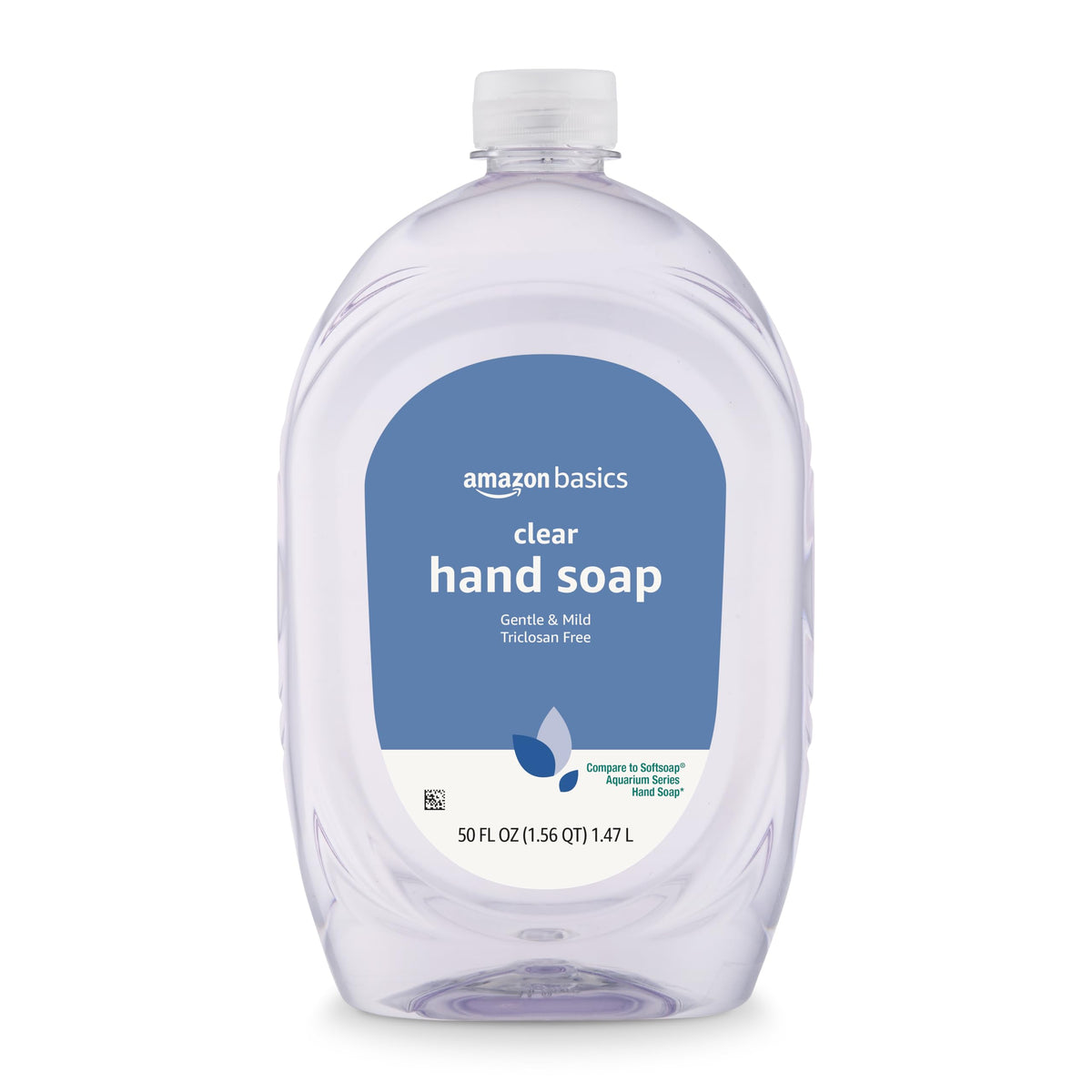 Amazon Basics Gentle & Mild Clear Liquid Hand Soap Refill, Triclosan-Free, Dermatologist-Tested, pH Balanced, Cruelty-Free, 50 Fluid Ounces, 1-Pack (Previously Solimo) Amazon Basics