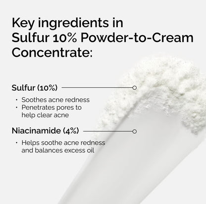 The Ordinary Sulfur 10% Powder-to-Cream Acne Spot Treatment Concentrate, Reduces Pimple Size and Zit Redness, 0.18 Oz The Ordinary