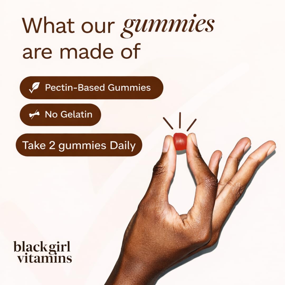 Black Girl Vitamins Once a Day - Womens Multivitamin Gummy - Vitamin A, B, C, E and Zinc. Multivitamin for Women, Immune Support. Vegan Black Girl Vitamins