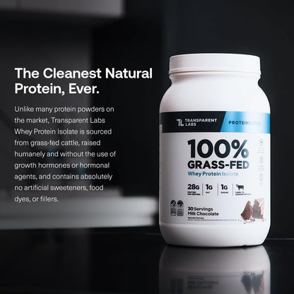Transparent Labs Grass-Fed Whey Protein Isolate (30 Servings, Milk Chocolate) & Grass-Fed Whey Protein Isolate (30 Servings, Oatmeal Chocolate Chip Cookie)