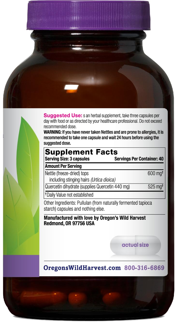 Oregon's Wild Harvest Nettle Quercetin Capsules, Non-GMO Organic Herbal Supplements, 60 Count Gsupps Australia