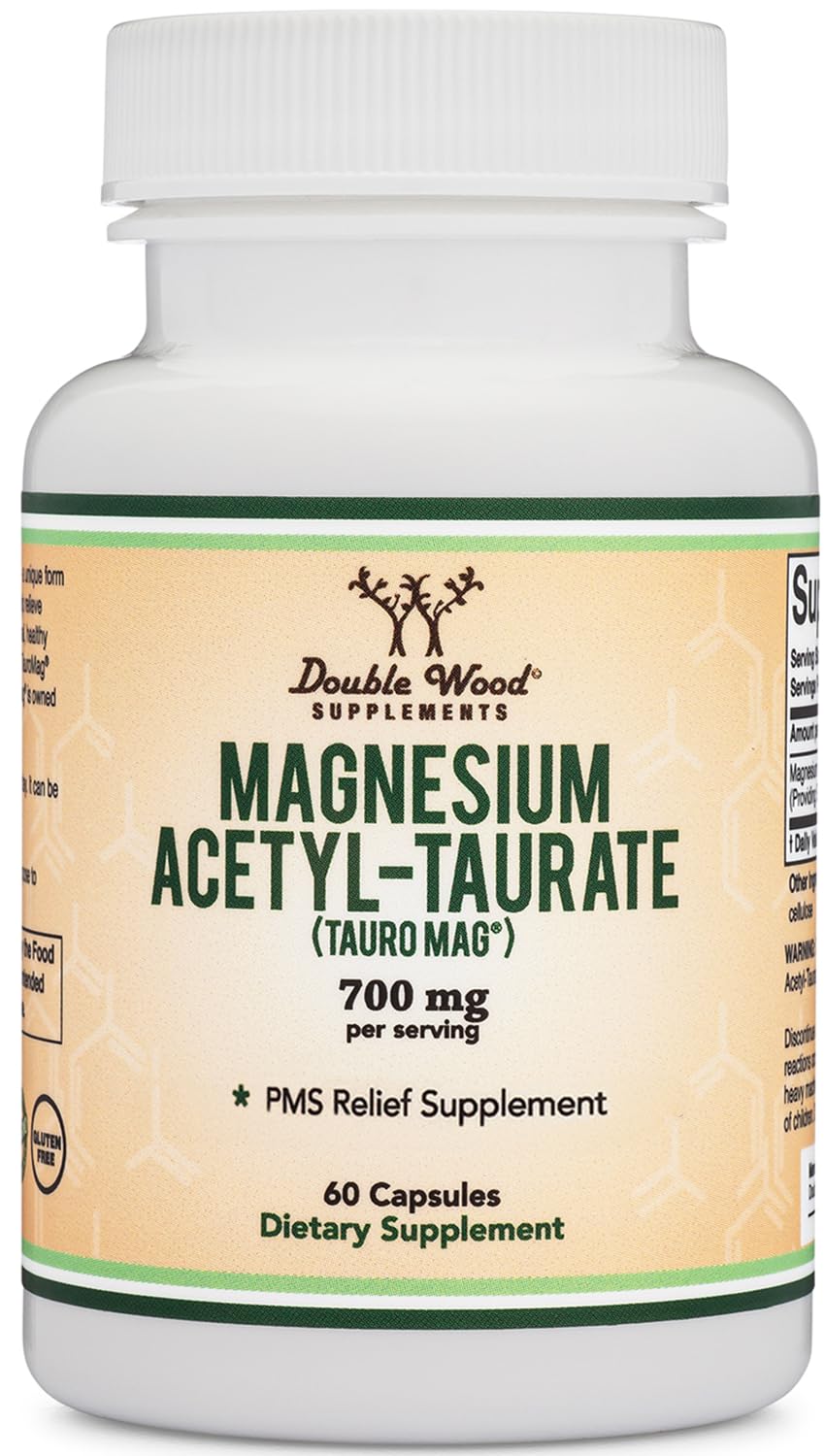 Magnesium Acetyl-Taurate (ATA MG, TauroMag) Novel and Patented Form of Magnesium for PMS and Cramp Relief (60 Capsules, 350mg) PMS Relief Magnesium Supplement by Double Wood Supplements Double Wood Supplements buy australia supplements