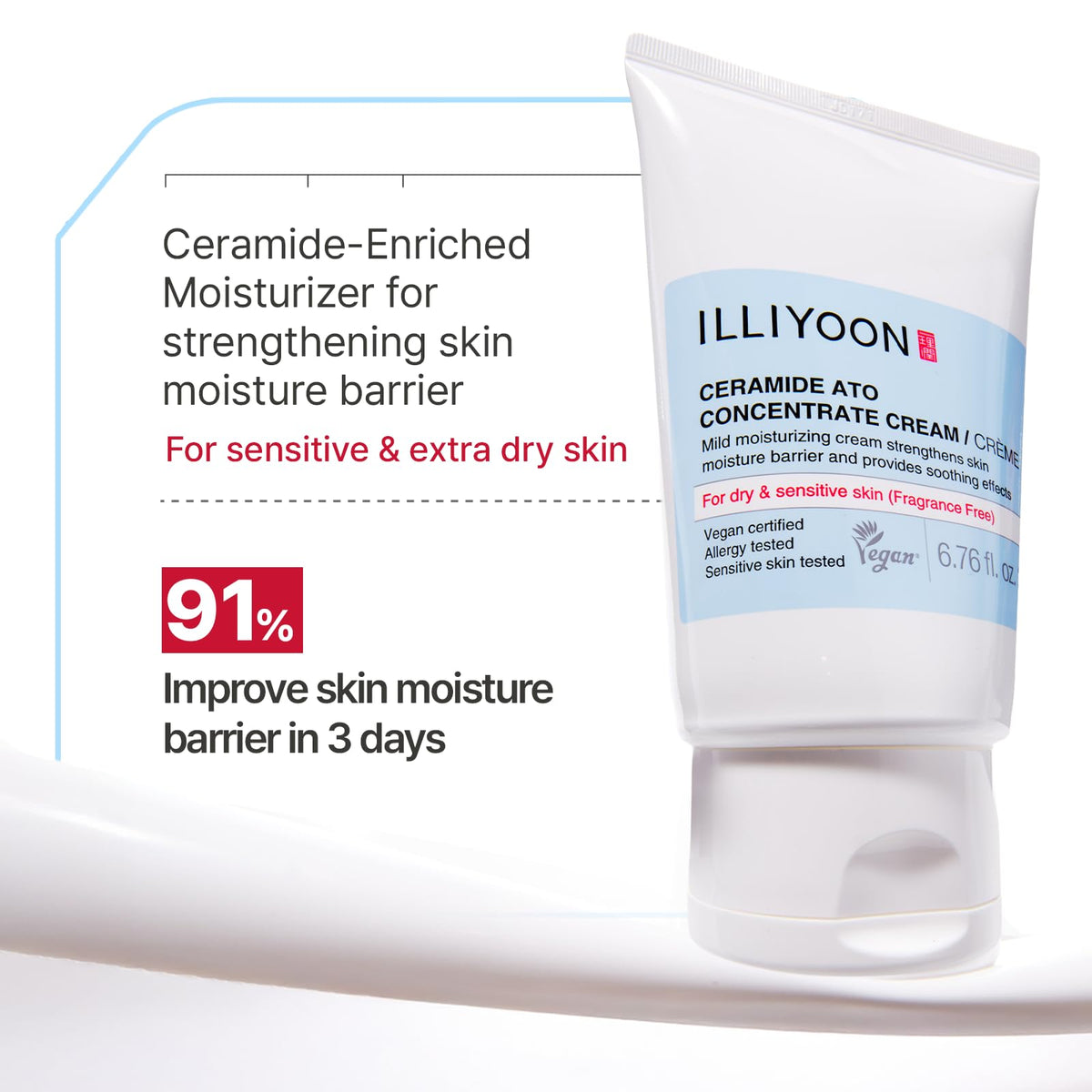 Illiyoon Ceramide Ato Concentrate Cream | Moisturizer for Dry & Sensitive Skin, 100hr Lasting Hydration, For Face & Body, Gentle for Infants, Moisture Barrier Repair, Vegan Certified, 6.76 fl.oz. Illiyoon