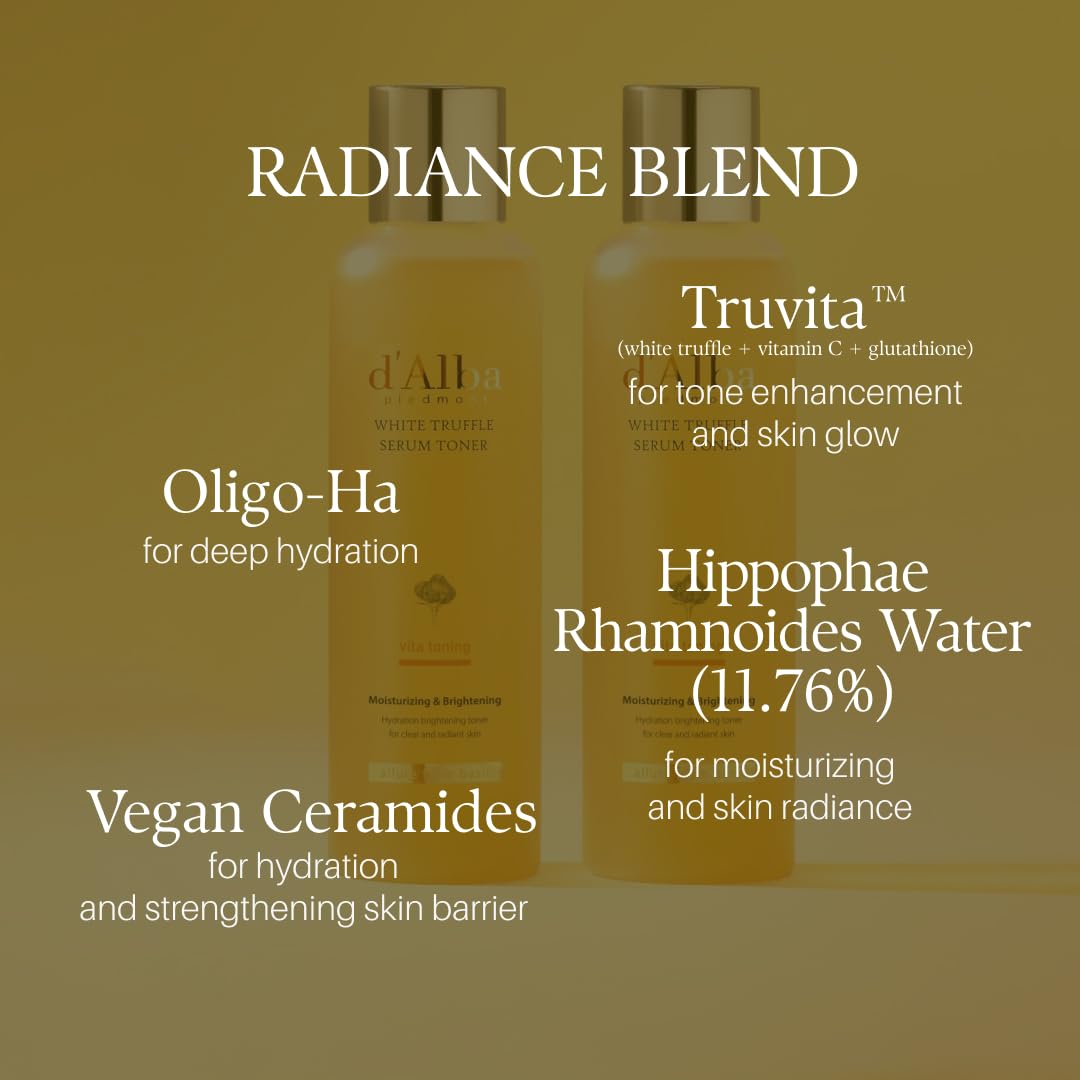 d'alba Piedmont White Truffle Vita Toning Serum Toner, Glass Skin with Double Vitamin Skincare, Face Moisturizer, (6.09 fl. oz) d'alba Piedmont