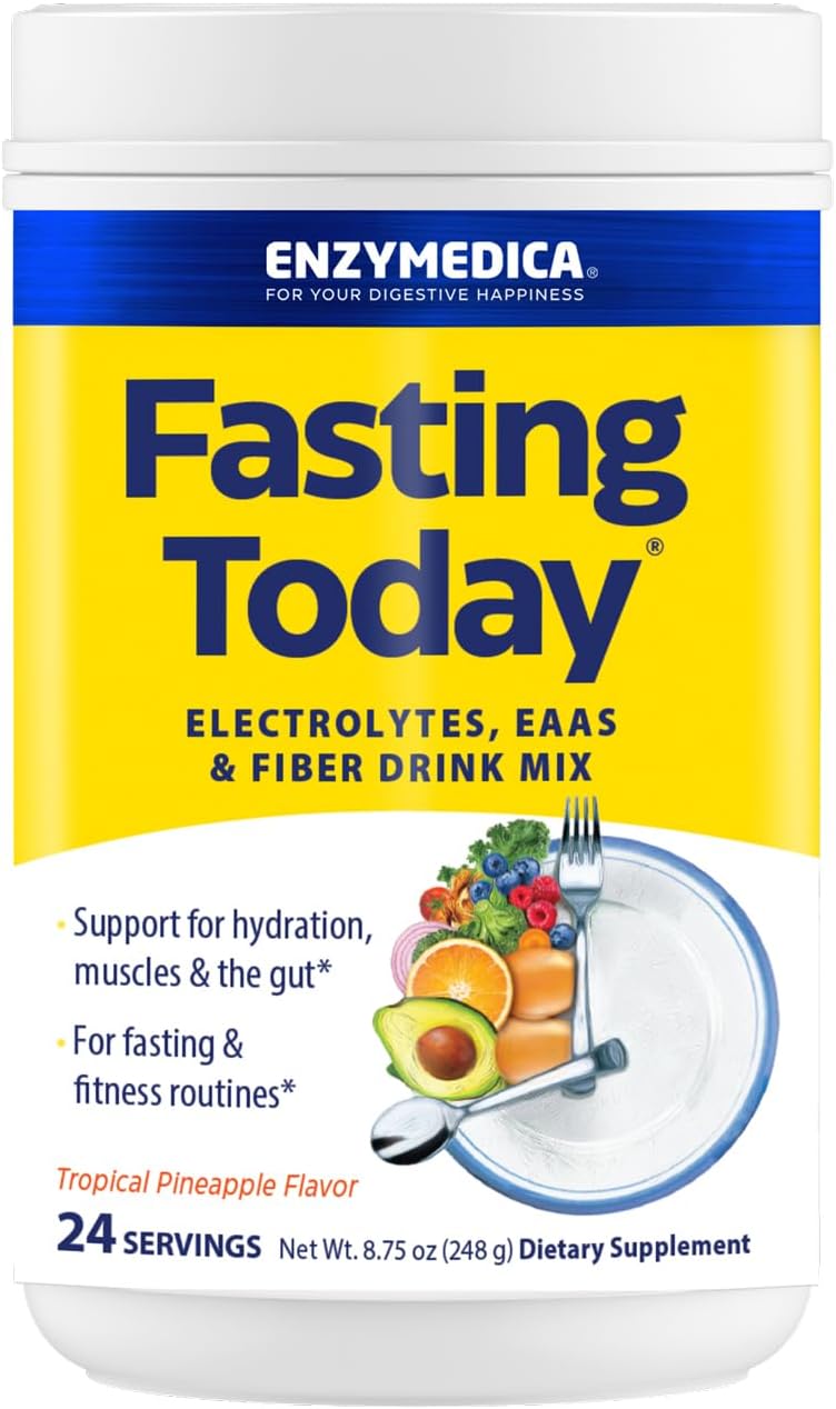 Enzymedica Fasting Today Drink Mix - Electrolyte Powder Supplement for Intermittent Fasting, Support for Hydration, Appetite & Muscle Health, Keto Friendly, Tropical Pineapple Flavor - 8.75 oz Gsupps Australia