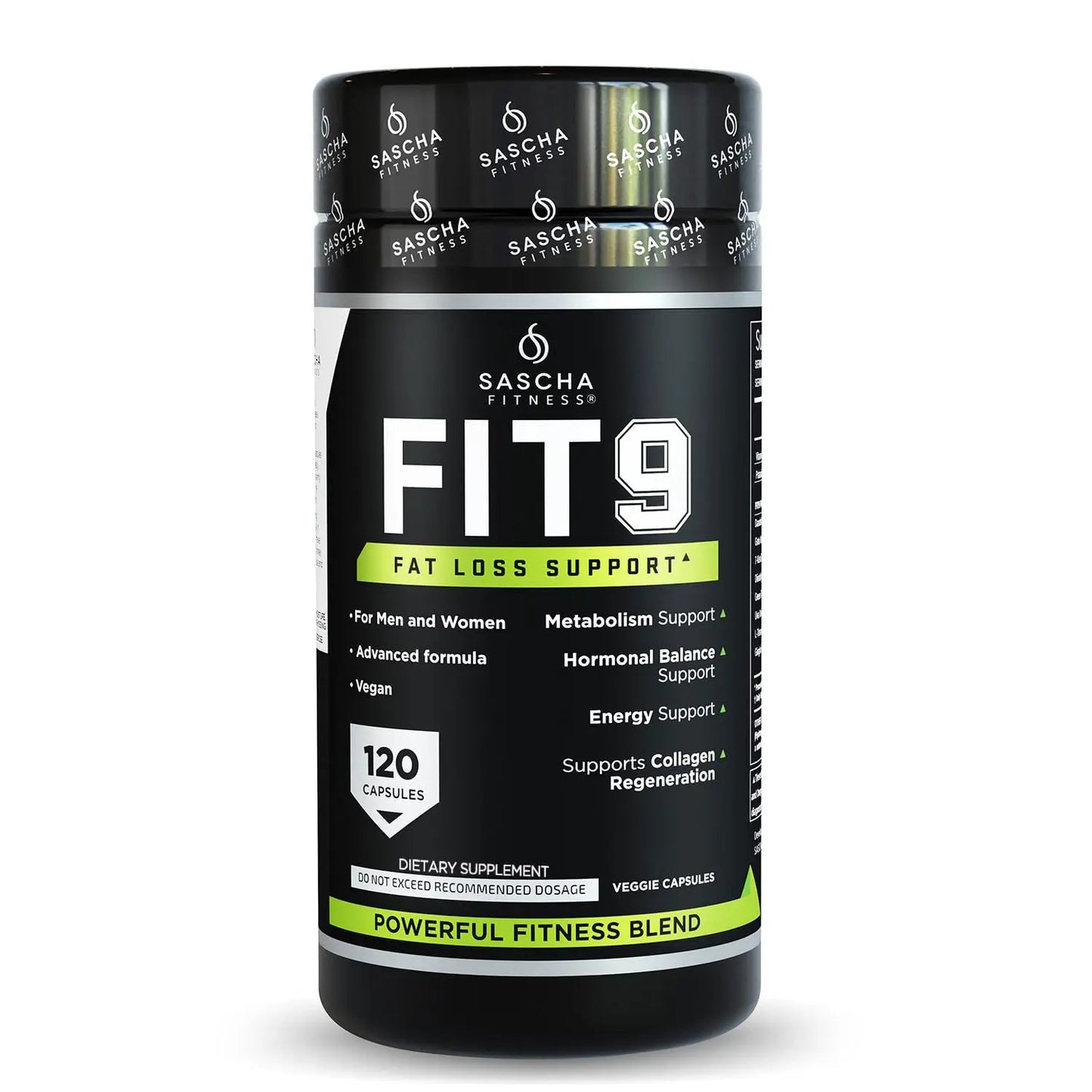 Sascha Fitness Fat Loss pills | Collagen support | Fluid Balance | FIT9 Ingredients: 7Keto + Uva Ursi, Gotu Kola, L-Theanine,Gingko Biloba,DIM,Green Tea | Weight Loss Supplements-Vegan-120 Natural Cap SASCHA FITNESS