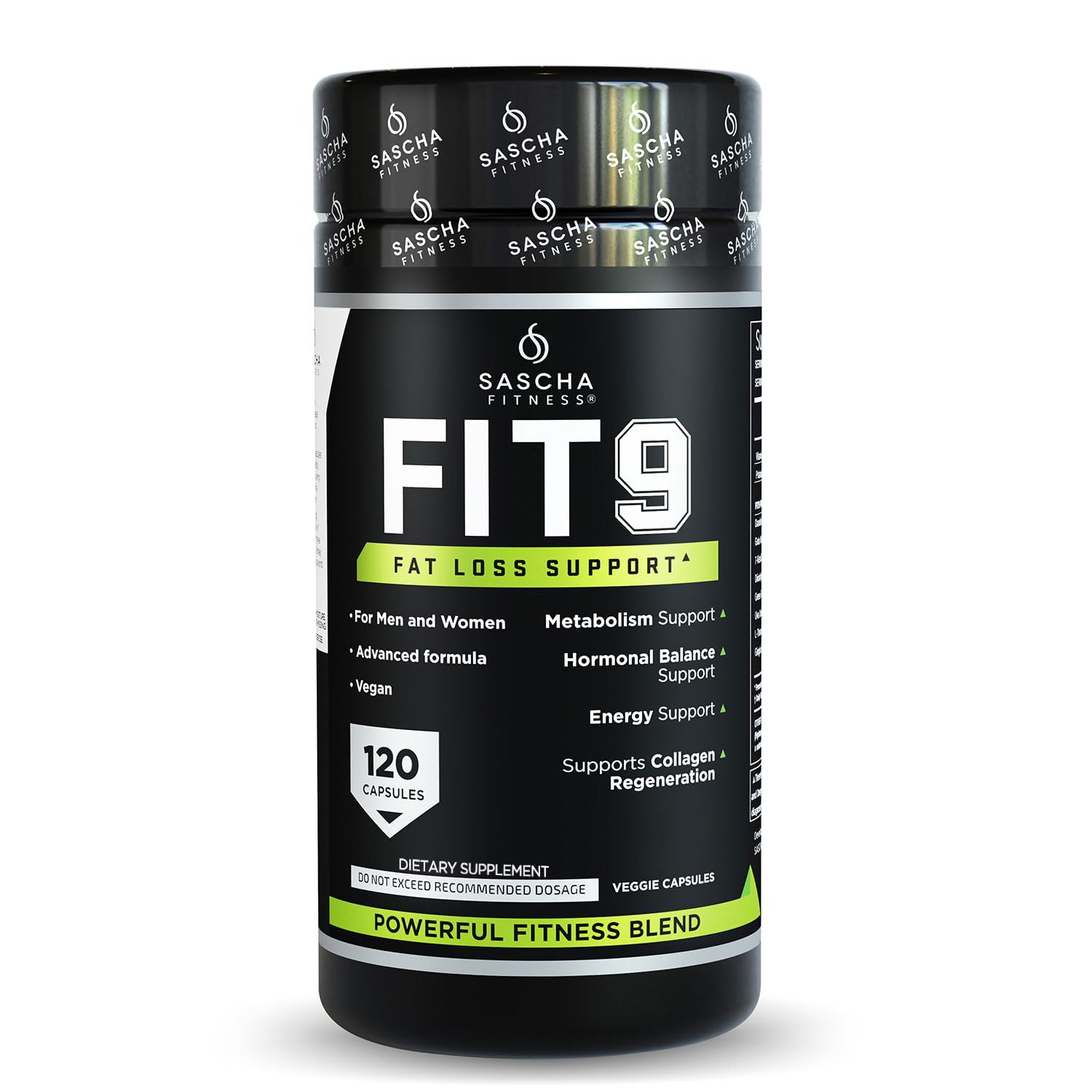 Sascha Fitness Fat Loss pills | Collagen support | Fluid Balance | FIT9 Ingredients: 7Keto + Uva Ursi, Gotu Kola, L-Theanine,Gingko Biloba,DIM,Green Tea | Weight Loss Supplements-Vegan-120 Natural Cap SASCHA FITNESS buy australia supplements