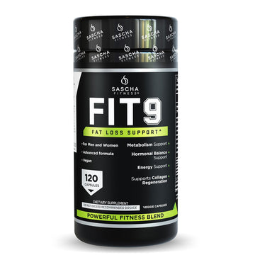 Sascha Fitness Fat Loss pills | Collagen support | Fluid Balance | FIT9 Ingredients: 7Keto + Uva Ursi, Gotu Kola, L-Theanine,Gingko Biloba,DIM,Green Tea | Weight Loss Supplements-Vegan-120 Natural Cap SASCHA FITNESS buy australia supplements
