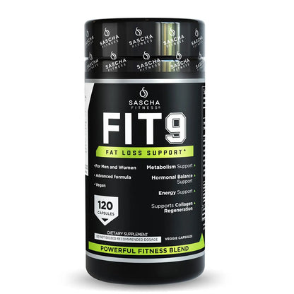 Sascha Fitness Fat Loss pills | Collagen support | Fluid Balance | FIT9 Ingredients: 7Keto + Uva Ursi, Gotu Kola, L-Theanine,Gingko Biloba,DIM,Green Tea | Weight Loss Supplements-Vegan-120 Natural Cap SASCHA FITNESS