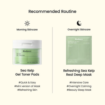 Biodance Sea Kelp Gel Toner Pads, Calming Toner Pads for Sensitive Skin, Oil & Sebum Control, Refreshing Blemish Care BIODANCE