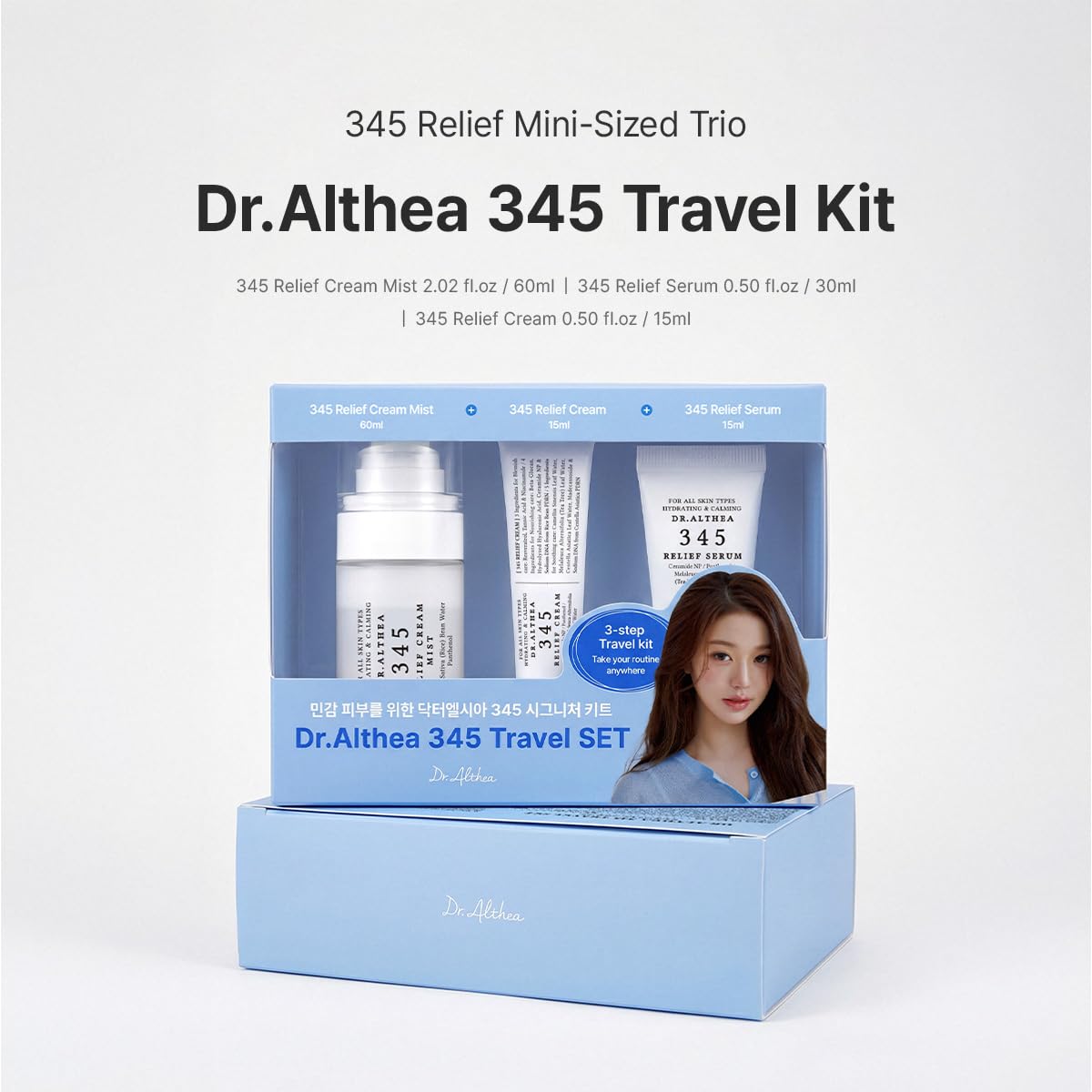 Dr.Althea 345 Travel Kit (Set of 3), Korean Vegan Skin Care Set Dr.Althea