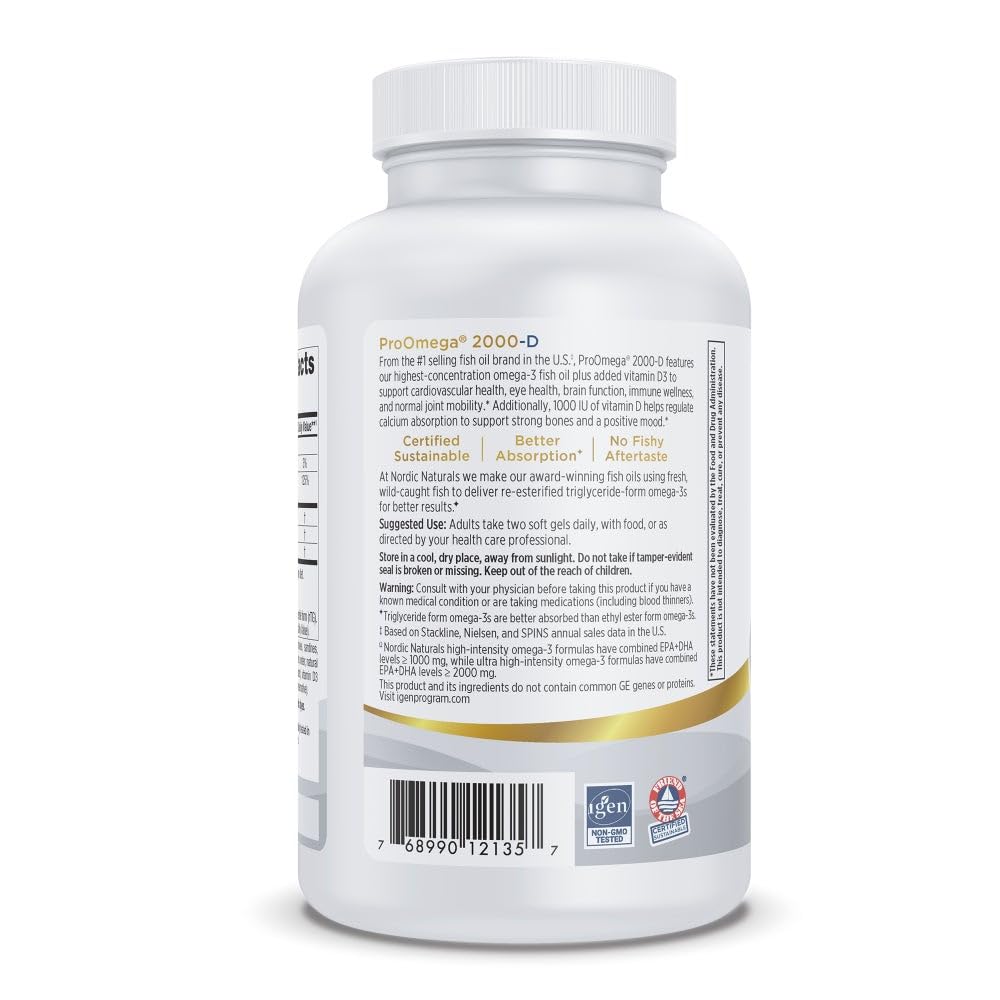 Nordic Naturals ProOmega 2000-D, Lemon Flavor - 120 Soft Gels - 2150 mg Omega-3 + 1000 IU D3 - Ultra High-Potency Fish Oil - EPA & DHA - Brain, Heart, & Immune Health - Non-GMO - 60 Servings Nordic Naturals buy australia supplements