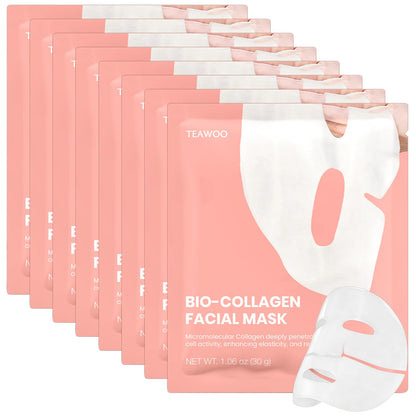 Bio-Collagen Facial Mask 8 EA, Hydrating & Soothing Hydrogel Face Mask TEAWOO