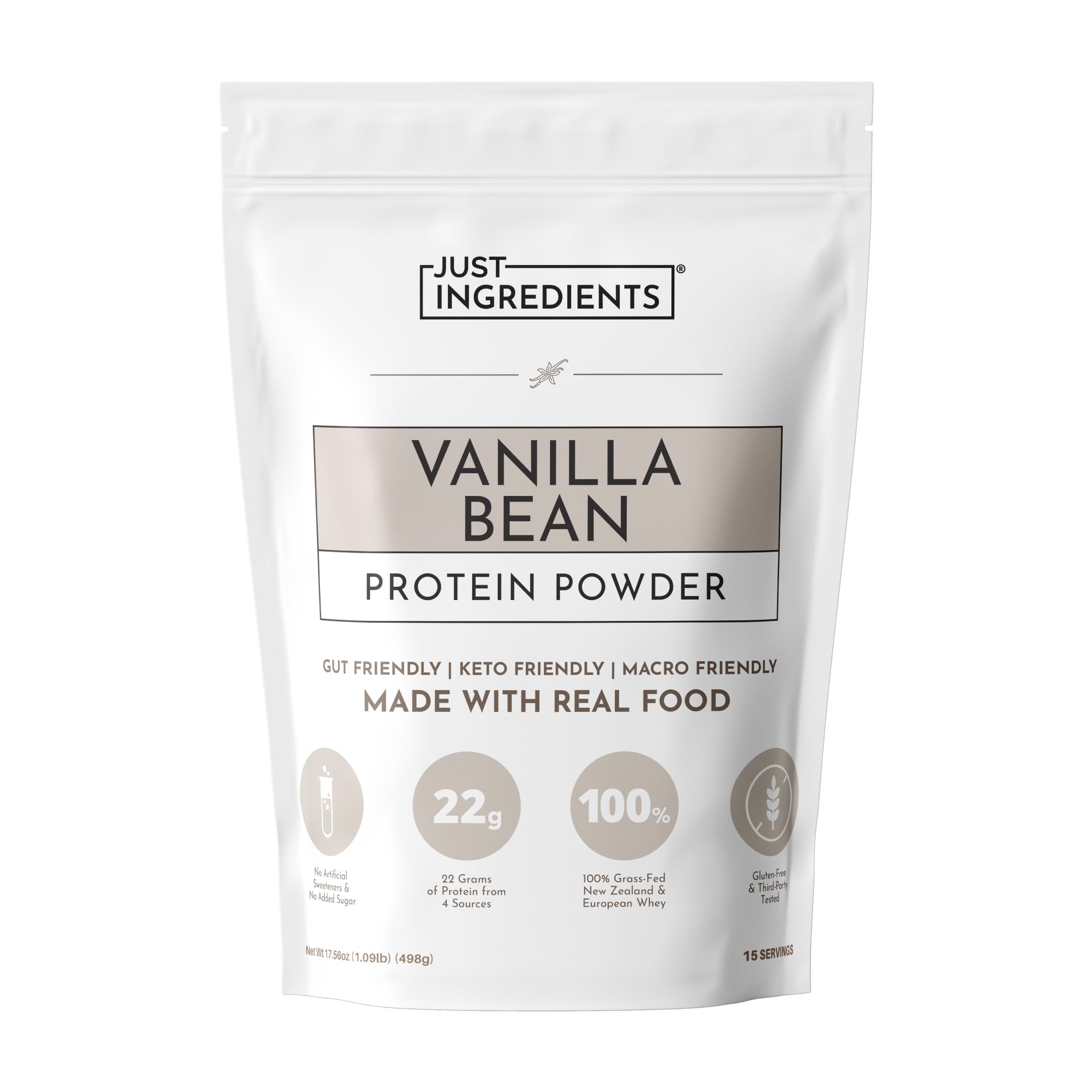 JUST INGREDIENTS Vanilla Protein Powder - Grass-Fed Whey Blend, Organic, Gluten Free, Dairy Free, Soy Free - 15 Servings, 22g Protein JUST INGREDIENTS buy australia supplements