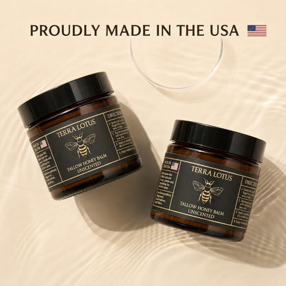Terra Lotus - Organic Grass-Fed Beef Tallow Balm with Raw Honey - Moisturizing Cream - Handmade All-Natural Moisturizer (2 Oz, Unscented) Terra Lotus