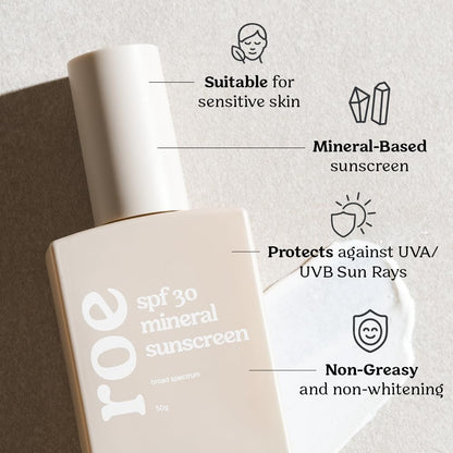 Roe Wellness- Baby Sunscreen Mineral & Reef Safe, Zinc Oxide, Non-Toxic Ingredients SPF 30 | Great For Toddlers, Kids, Newborns & Babies | Non-Greasy, Paraben-Free