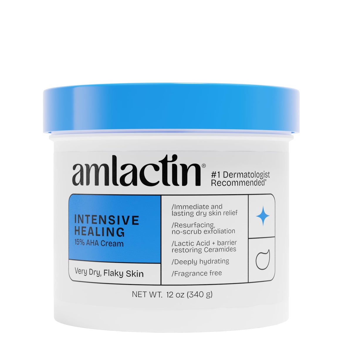 AmLactin Intensive Healing Body Cream, 15% Lactic Acid, 12 oz Amlactin