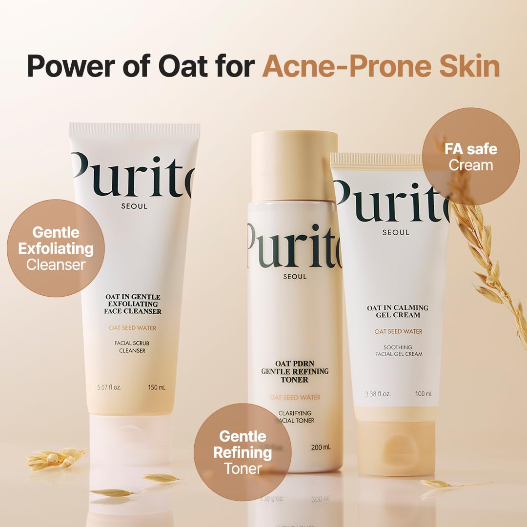 PURITO Oat In Calming Gel Cream, Non-Comedogenic, 77% Oat Seed Water Lightweight Water-Gel Face Moisturizer PURITO