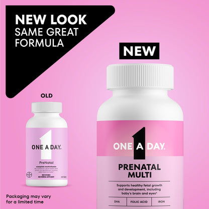 One A Day Prenatal Vitamins- Folic Acid, Iron, Omega- 3 (DHA), Pregnancy Vitamins for Women, Prenatal Multivitamin for Mom and Baby Support ONE A DAY
