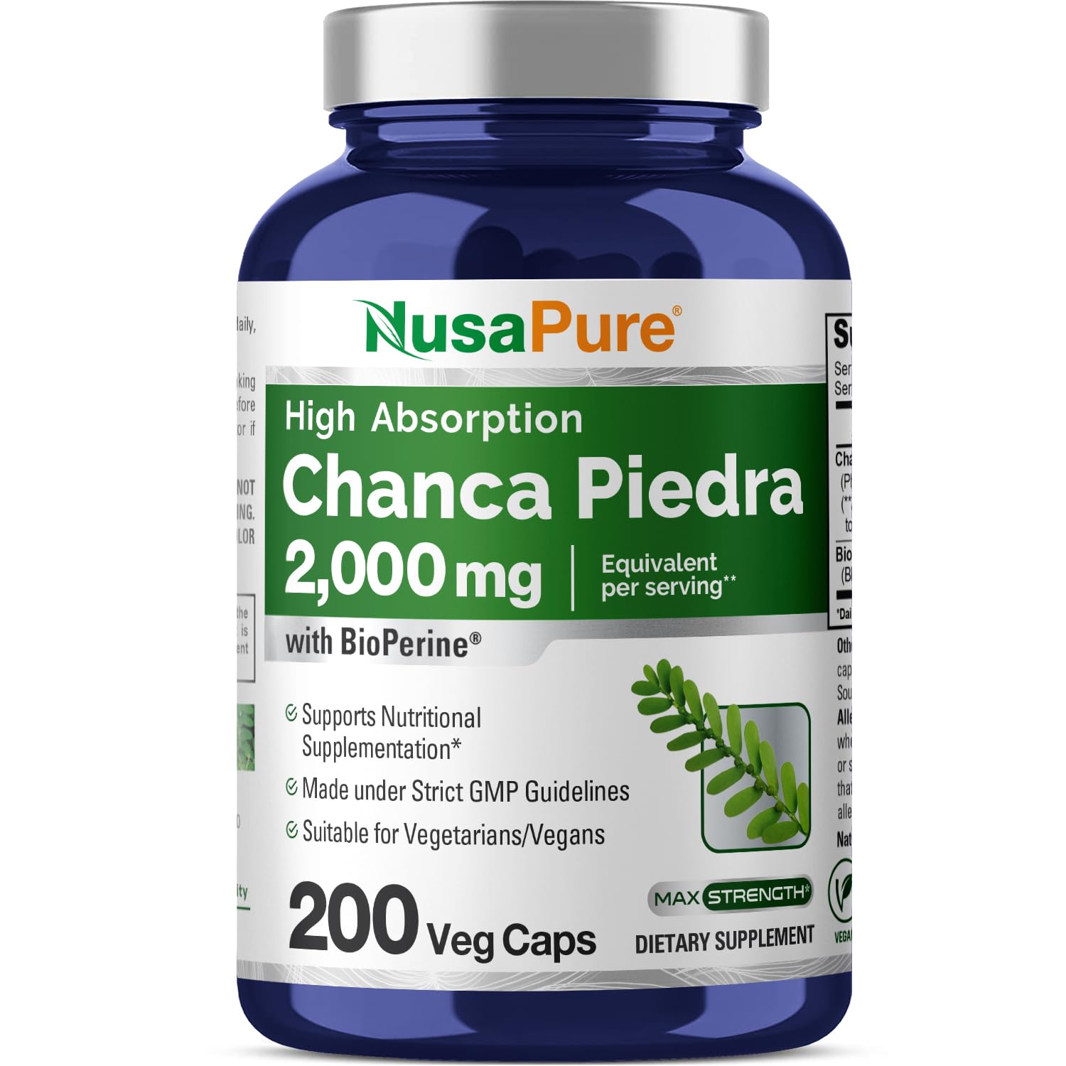 NusaPure Chanca Piedra 2000mg | 200 Veggie Caps | Herbal Extract Supplement | Extract 10:1, Non-GMO, Bioperine & Vegan | 100 Servings per Bottle NusaPure buy australia supplements