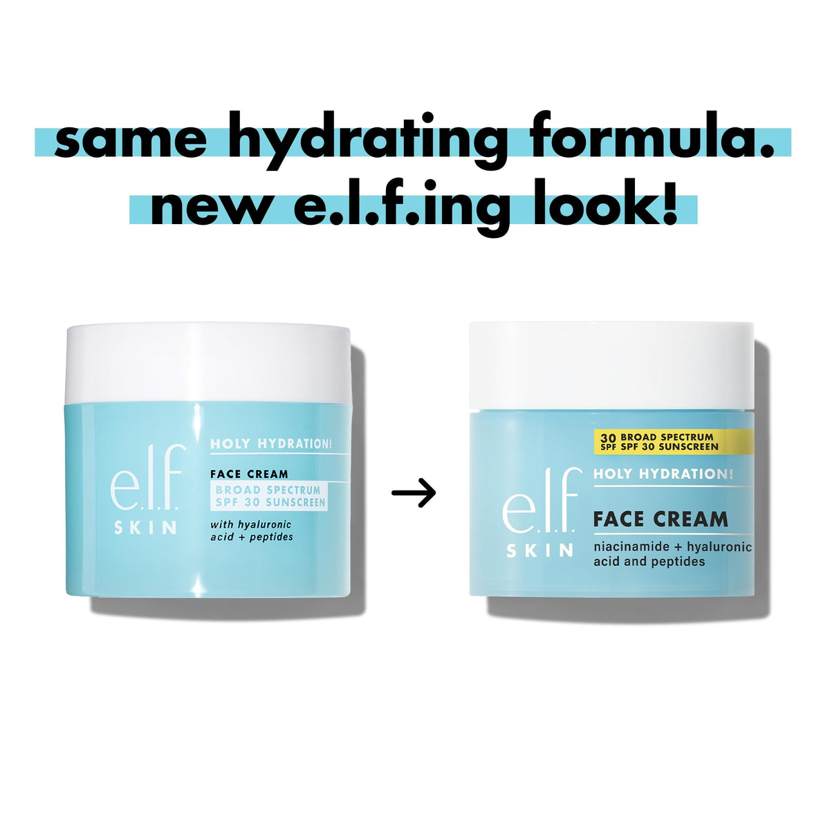 e.l.f. SKIN Holy Hydration! Face Cream Broad Spectrum SPF 30 Sunscreen Moisturizer, Made with Hyaluronic Acid, Niacinamide & Peptides, Lightweight Daily Protection, 1.7 oz e.l.f.
