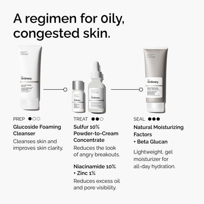 The Ordinary Sulfur 10% Powder-to-Cream Acne Spot Treatment Concentrate, Reduces Pimple Size and Zit Redness, 0.18 Oz The Ordinary