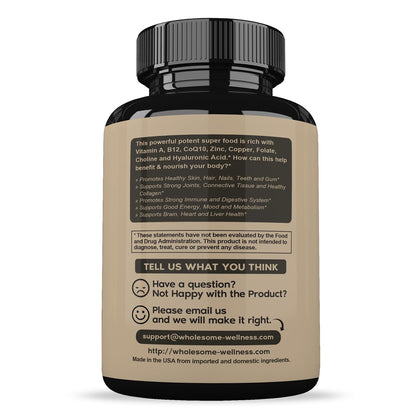 Wholesome Wellness Grass Fed Desiccated Beef Liver Capsules (180 Pills, 750mg Each) - Natural Iron, Vitamin A, B12 for Energy - Raised Undefatted in New Zealand Wholesome Wellness