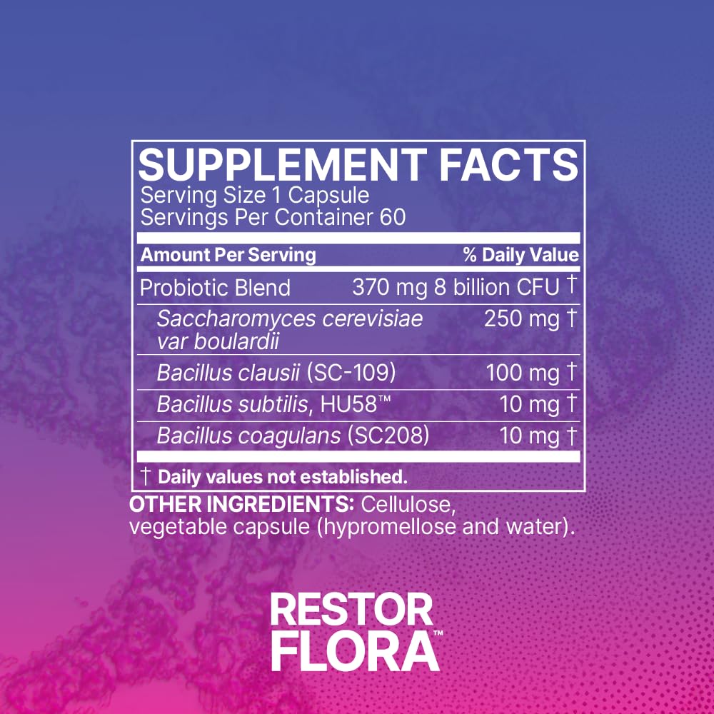Microbiome Labs Restorflora Probiotics for Digestive Health - Gut Health Supplements with Dual Action Probiotics for Women & Men Microbiome Labs