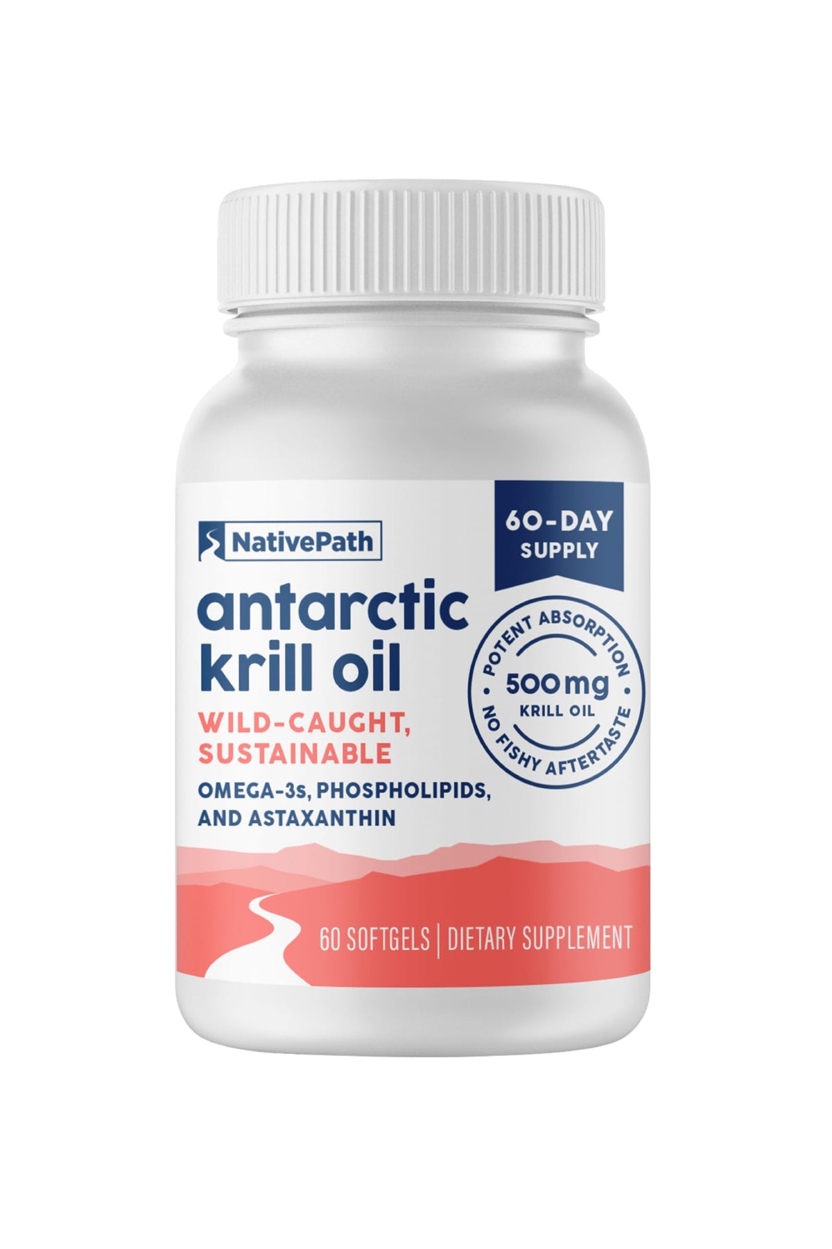 NativePath Antarctic Krill Oil - Wild-Caught Omega 3 Krill Oil 500mg Softgels with EPA, DHA and Astaxanthin - Supplement for Joint, Hear NativePath
