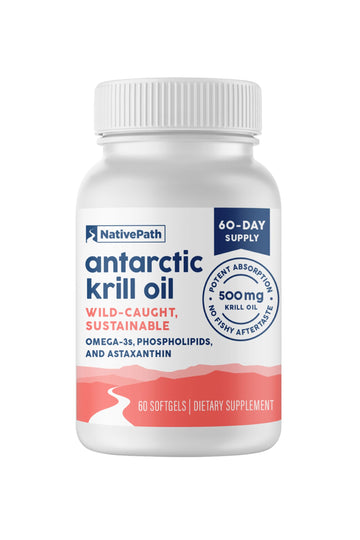 NativePath Antarctic Krill Oil - Wild-Caught Omega 3 Krill Oil 500mg Softgels with EPA, DHA and Astaxanthin - Supplement for Joint, Hear