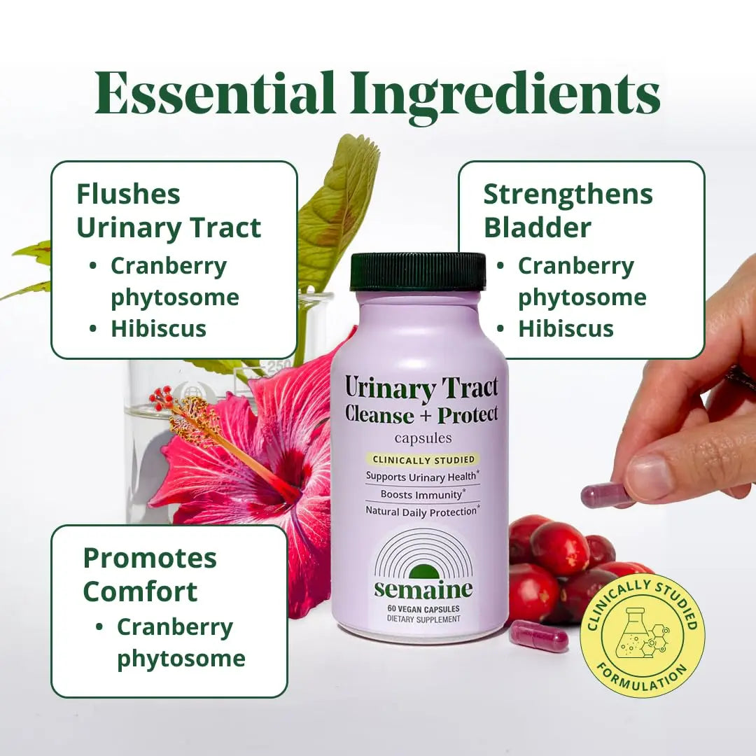Semaine Urinary Tract Cleanse & Protect – 60 ct, Bladder Support Supplement for Women, Flushes Urinary Tract. Combines Cranberry Proanthocyanidins with Hibiscus Semaine buy australia supplements